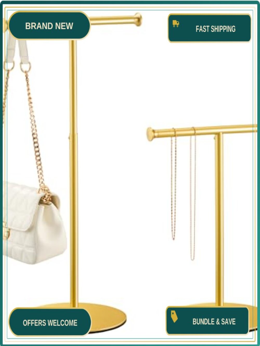 2 Pack Adjustable T-Bar Purse Display Stand Tabletop